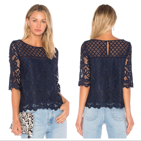 cupcakes & cashmere Tops - Cupcakes and Cashmere Andrie Ink Lace Overlay Top